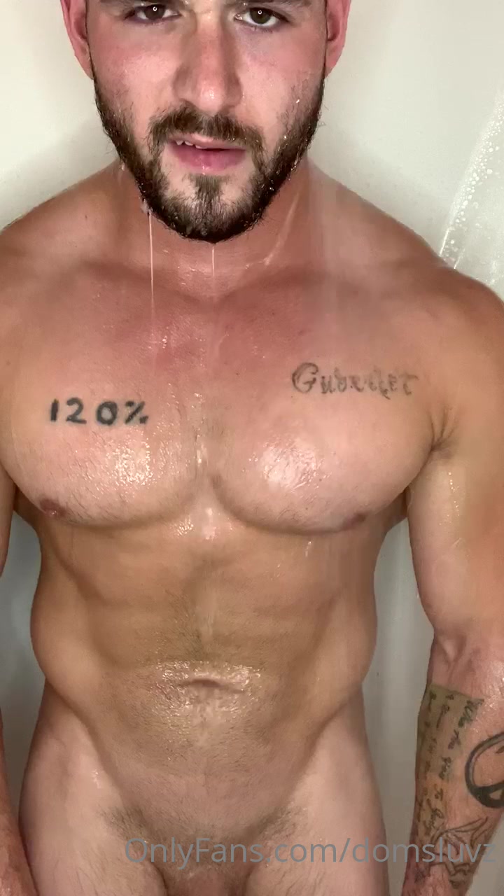 Showing off my muscular body in the shower