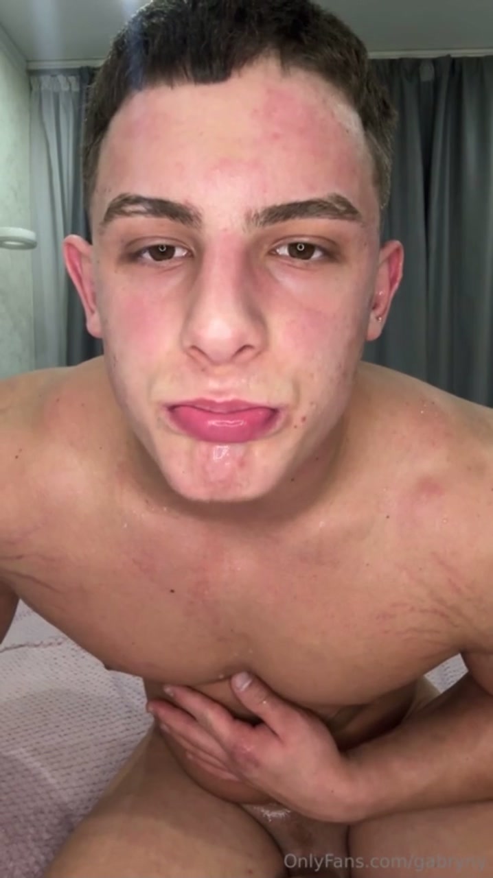 Stroking my cock and spraying a big load over my body and mouth