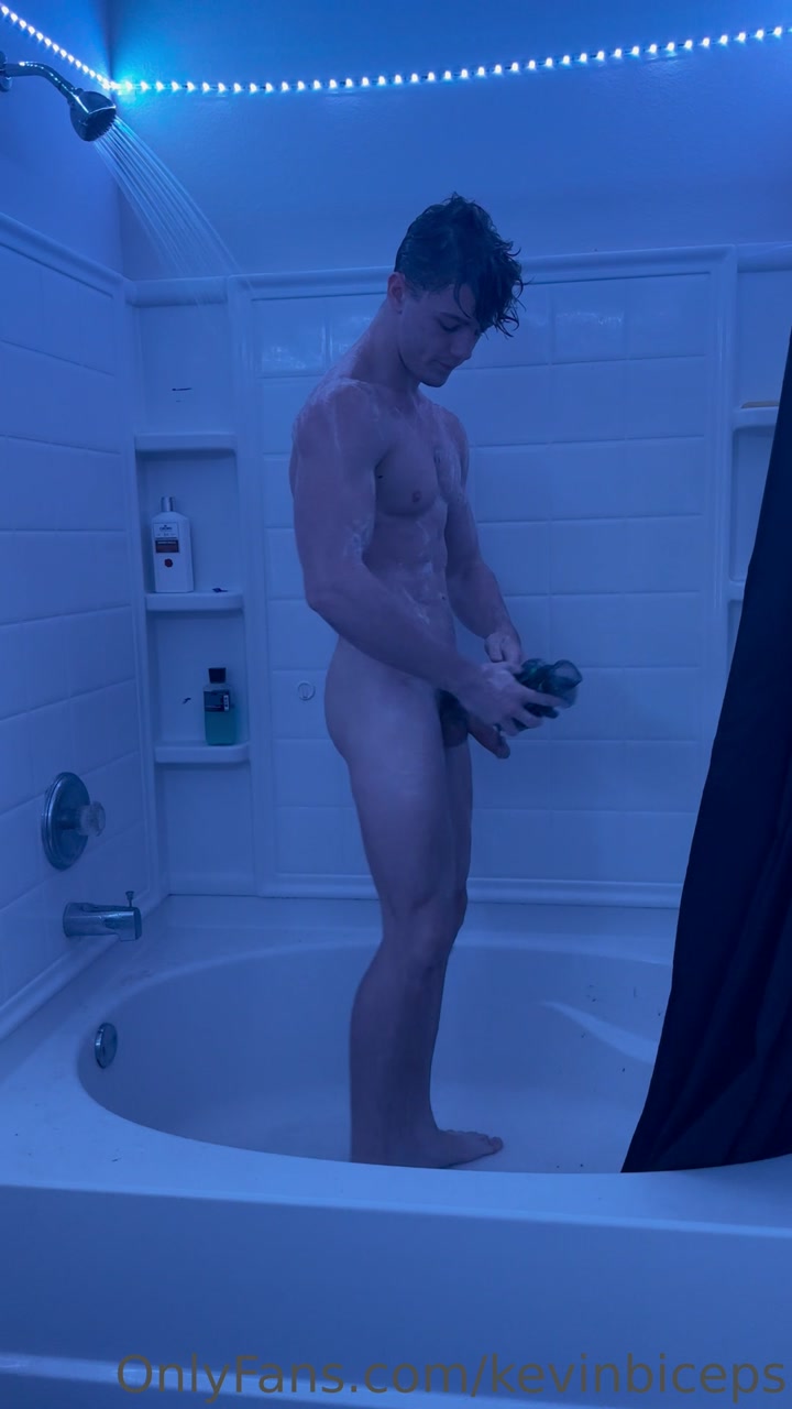 Showing off my naked fit body while having a shower