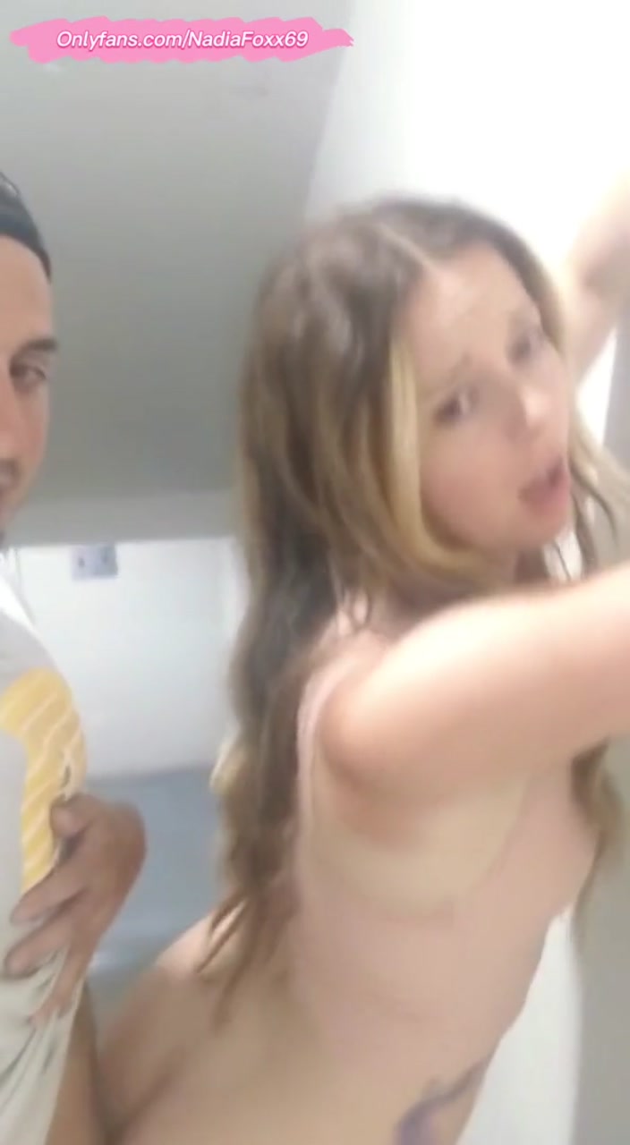 Cute Canadian slut gets fucked in a stairwell after being lied to about a broken elevator!