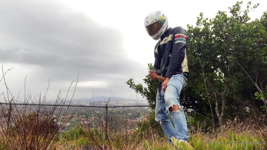 Jerking off outside in my motorbike gear - Julian Jaxon