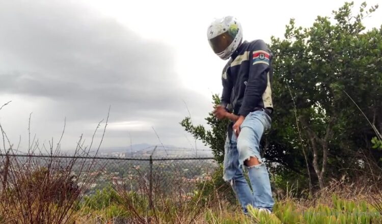 Jerking off outside in my motorbike gear - Julian Jaxon