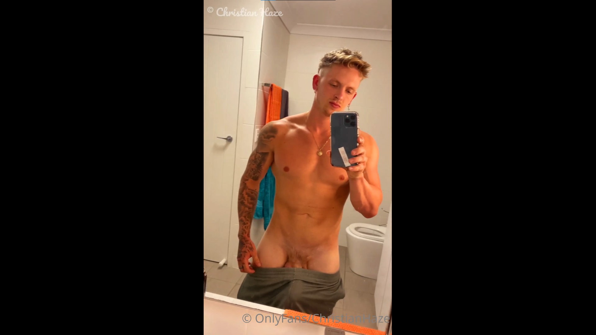 Taking off my clothes and showing off my hard cock - Christian Haze