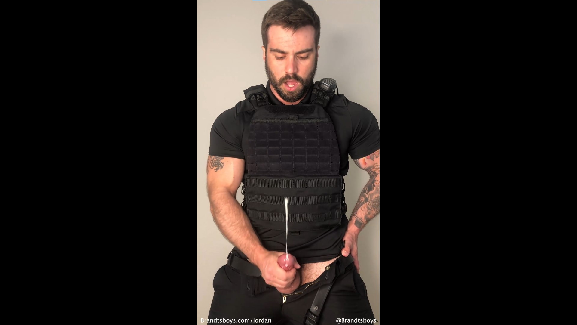 Jerking off and shooting my load - Police Role Play - JordanxBrandt