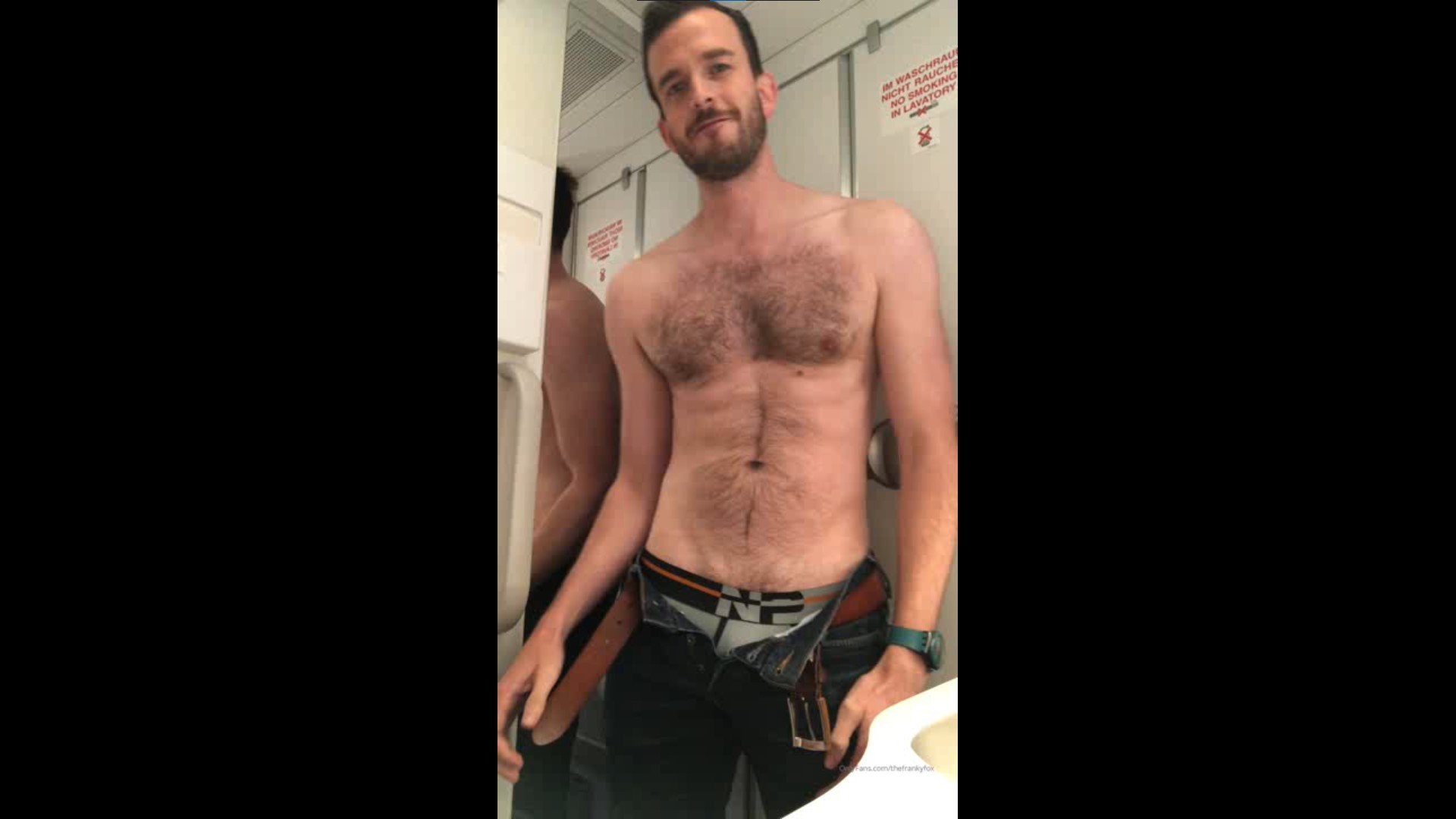 Jerking off in the airplane bathroom - Franky Fox (TheFrankyFox)