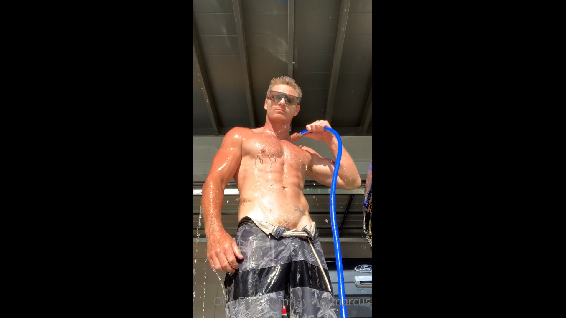 Hosing myself down outside - Jaymz Wright (jaymzwrightx)