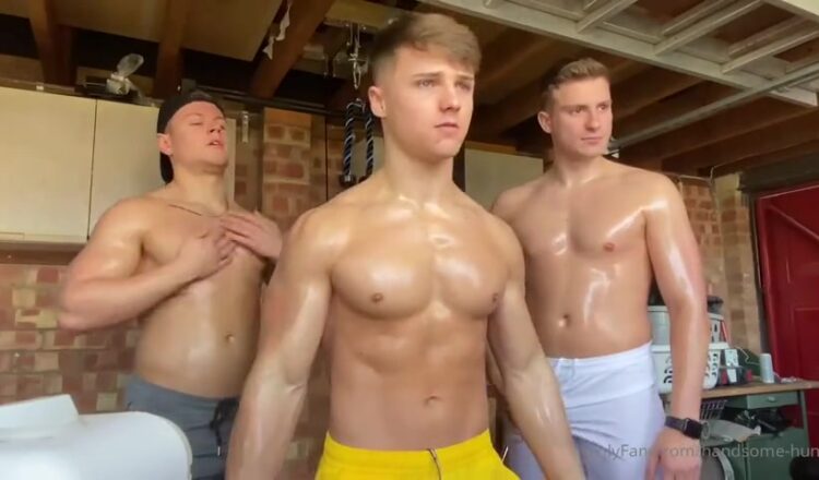 Working out with my mates while we slowly strip - Handsome-Hunk