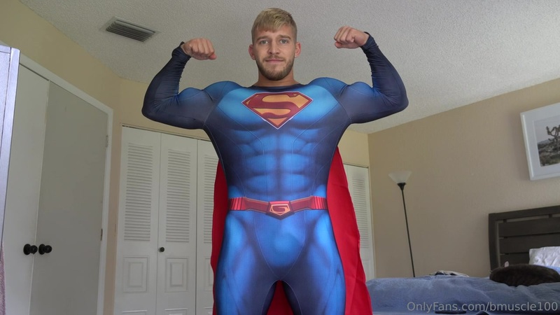 Showing off my superman costume and jerking off - Brad Jaxon (bmuscle100)