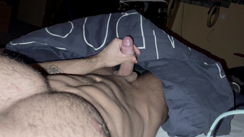 Stroking my cock in bed and shooting a load over myself - Ben Conor (bconor)