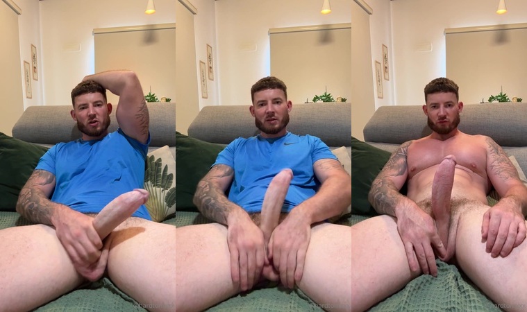 Jerking my big fat cock and spraying my load everywhere - Tom (HardTomXXX)