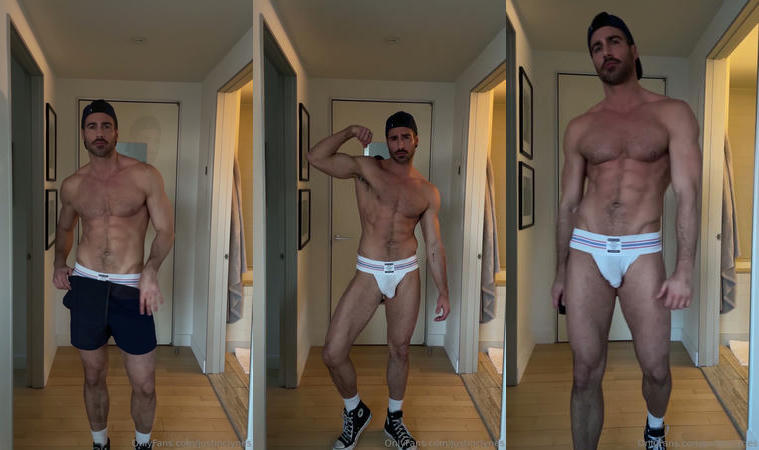 Slowly stripping and showing off my jockstrap - Justin Clynes (justinclynes)