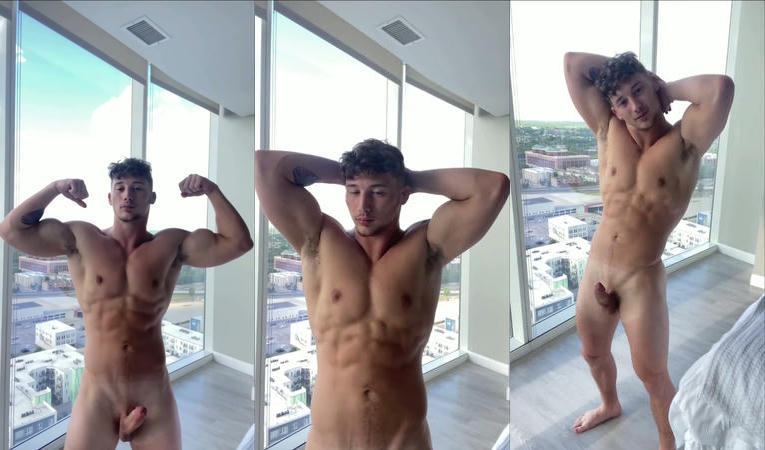 Stroking my dick while showing off my muscular body - Noah Hollendonner