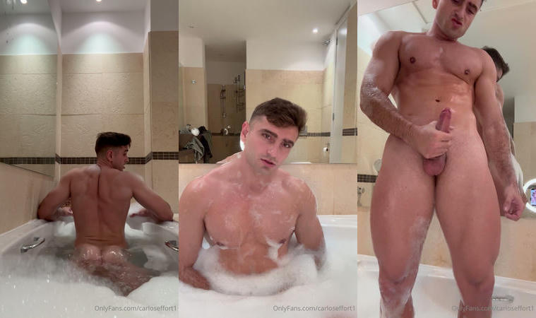 Having a bath and jerking off hard - Carlos Effort