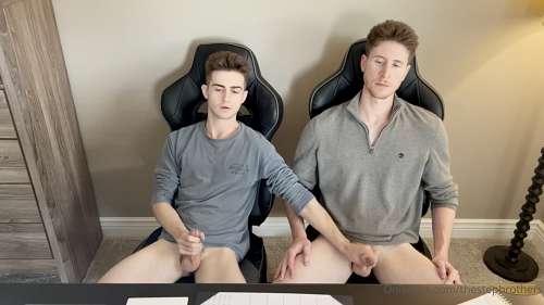 JustTheGays thumbnail for TheStepBrothers – Watching porn and jerking off together - amateur gay porn from OnlyFans, MyVidster, GayForFans and more! - Jerk Off