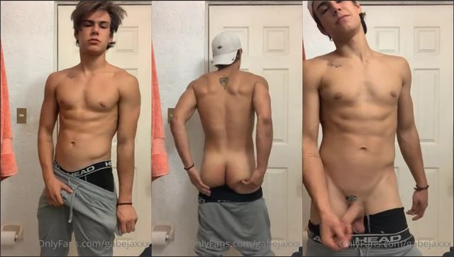 JustTheGays thumbnail for Gabejaxxx shows off his cock in the bathroom - amateur gay porn from OnlyFans, MyVidster, GayForFans and more! - 