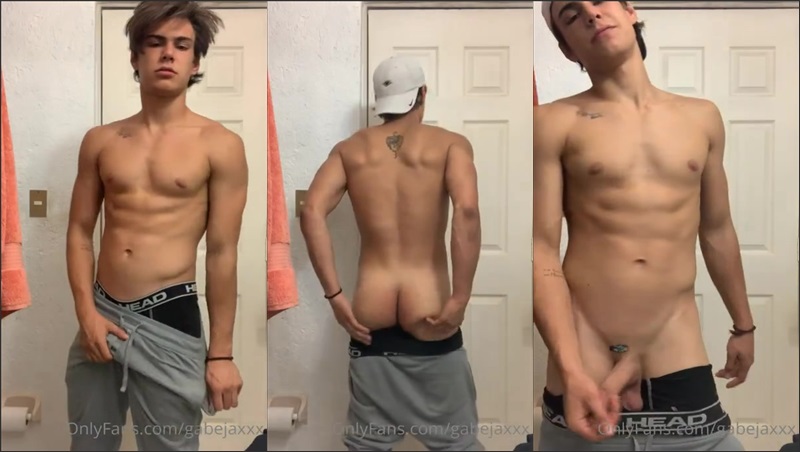 JustTheGays thumbnail for Gabejaxxx shows off his cock in the bathroom - amateur gay porn from OnlyFans, MyVidster, GayForFans and more! - 