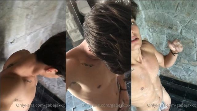 JustTheGays thumbnail for Gabejaxxx takes a shower - amateur gay porn from OnlyFans, MyVidster, GayForFans and more! - 
