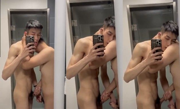 JustTheGays thumbnail for Jerking eachother off in the bathroom - amateur gay porn from OnlyFans, MyVidster, GayForFans and more! -