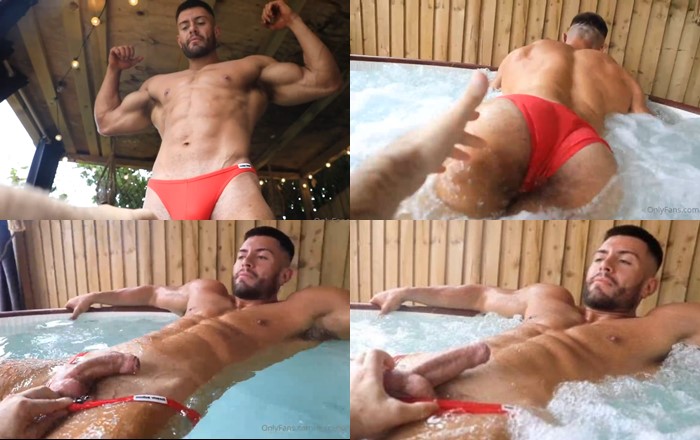 JustTheGays thumbnail for Reece Hunk – fooling around and worship in the hot tub - amateur gay porn from OnlyFans, MyVidster, GayForFans and more! - Worship