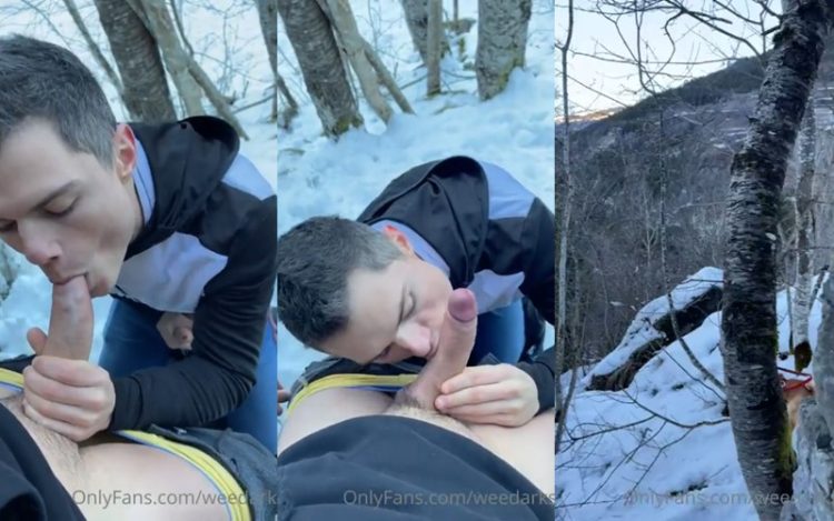 JustTheGays thumbnail for Weedarks – blowjob on a winter hike - amateur gay porn from OnlyFans, MyVidster, GayForFans and more! - 