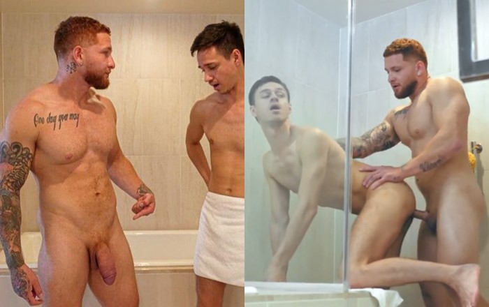 JustTheGays thumbnail for Fucking in the shower - amateur gay porn from OnlyFans, MyVidster, GayForFans and more! - 