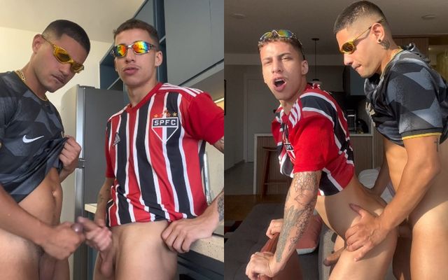 JustTheGays thumbnail for Leonardo Safra – fucking with our football jerseys still on - amateur gay porn from OnlyFans, MyVidster, GayForFans and more! -