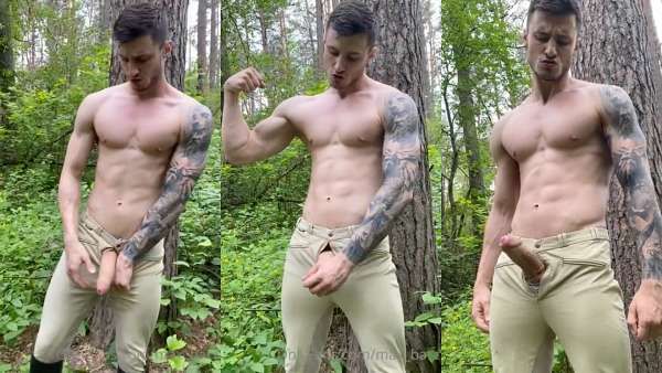 JustTheGays thumbnail for Max Barz jerks off in the woods - amateur gay porn from OnlyFans, MyVidster, GayForFans and more! - 
