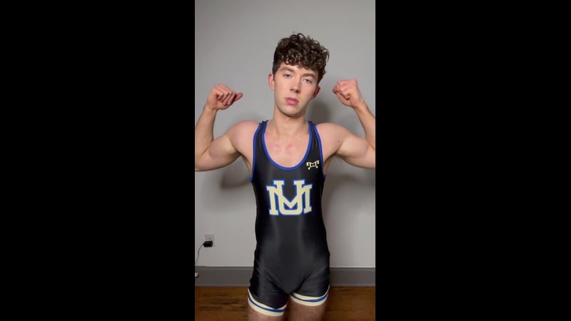 JustTheGays thumbnail for Showing off my wrestling singlet and jockstrap – Christopher Walsh (chriswthestar) - amateur gay porn from OnlyFans, MyVidster, GayForFans and more! - 