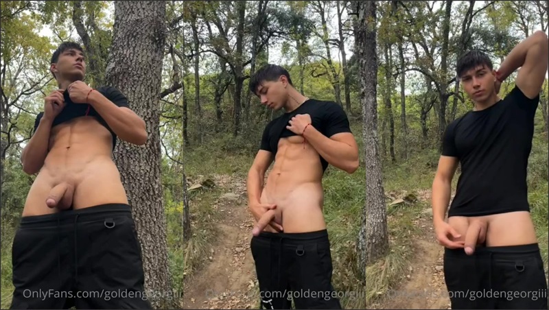 JustTheGays thumbnail for Golden Georgiii (Golden Georgiii) jerks in the woods - amateur gay porn from OnlyFans, MyVidster, GayForFans and more! - 