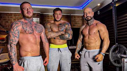 JustTheGays thumbnail for Lads being naughty during training – Big Liam, Steven Barrett and StackedBigG jerk off - amateur gay porn from OnlyFans, MyVidster, GayForFans and more! - 