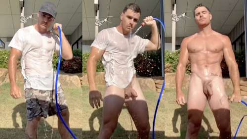 JustTheGays thumbnail for Jaymes Marcus – Outside Naked Shower - amateur gay porn from OnlyFans, MyVidster, GayForFans and more! - 