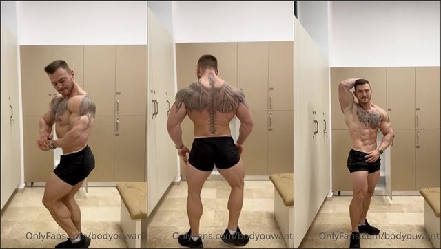 JustTheGays thumbnail for Bodyouwant flexes in the locker room - amateur gay porn from OnlyFans, MyVidster, GayForFans and more! -
