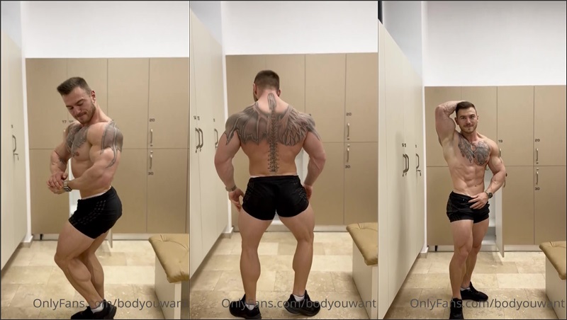 JustTheGays thumbnail for Bodyouwant flexes in the locker room - amateur gay porn from OnlyFans, MyVidster, GayForFans and more! - 