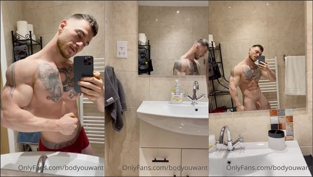 JustTheGays thumbnail for Bodyouwant shows off in the bathroom mirror - amateur gay porn from OnlyFans, MyVidster, GayForFans and more! - 