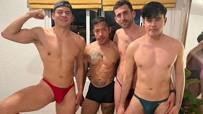 JustTheGays thumbnail for Fernando Inleb, Francisco Maass, Pinkie Mike, and Kike Theman fuck - amateur gay porn from OnlyFans, MyVidster, GayForFans and more! - Anal, Group
