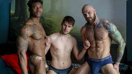 JustTheGays thumbnail for Valdemar Santana, Ostine Brown and Dmitry Osten fuck - amateur gay porn from OnlyFans, MyVidster, GayForFans and more! - 