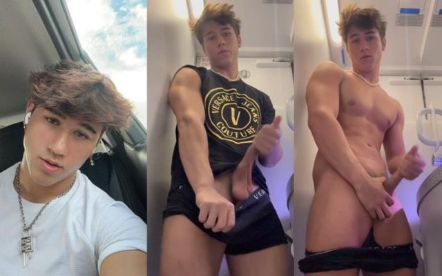 JustTheGays thumbnail for Ethan Wilson (ethan_w999) jerks off in the plane bathroom - amateur gay porn from OnlyFans, MyVidster, GayForFans and more! -