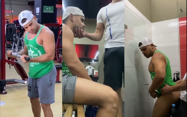 JustTheGays thumbnail for Fucking in the gym bathroom after a workout – romero19, romeroandzeus - amateur gay porn from OnlyFans, MyVidster, GayForFans and more! - Anal
