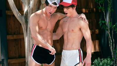 JustTheGays thumbnail for Seth Peterson and YourBoyMickeyy jerk off together outside – Summer House 3 - amateur gay porn from OnlyFans, MyVidster, GayForFans and more! - 
