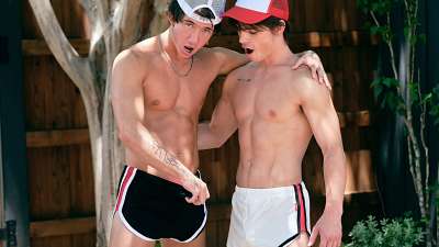 JustTheGays thumbnail for Seth Peterson and YourBoyMickeyy jerk off together outside – Summer House 3 - amateur gay porn from OnlyFans, MyVidster, GayForFans and more! - 