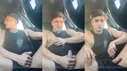 JustTheGays thumbnail for Carlos Effort jerks off in the car - amateur gay porn from OnlyFans, MyVidster, GayForFans and more! - 