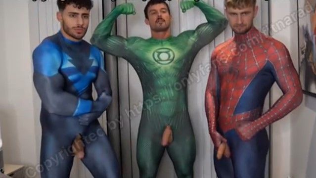 JustTheGays thumbnail for FitNard, MrMuscle, and DaanMr jerk off while in costumes - amateur gay porn from OnlyFans, MyVidster, GayForFans and more! - Group, Jerk Off, Muscle