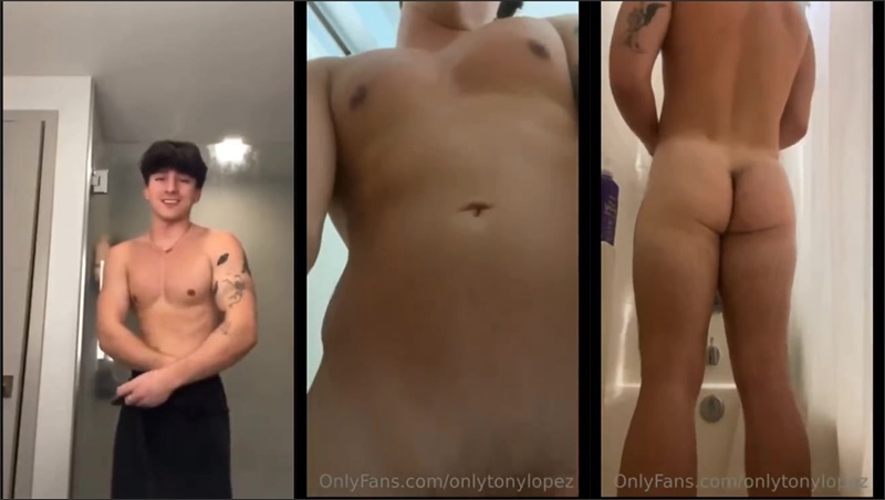 JustTheGays thumbnail for Tony Lopez shows off his body in the shower – onlytonylopez - amateur gay porn from OnlyFans, MyVidster, GayForFans and more! - 