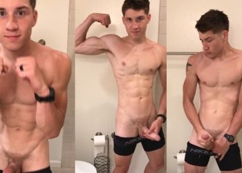 JustTheGays thumbnail for Guy jerks off in the bathroom after a workout - amateur gay porn from OnlyFans, MyVidster, GayForFans and more! - Jerk Off, Solo