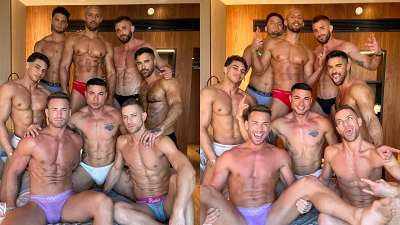 JustTheGays thumbnail for Thiago Lazzarato, Kaden Hylls, PoloxxxFans, Axel Rockham, Harold Lopez, Carlos Magati, Sumner Blayne and Liam Galty have an orgy - amateur gay porn from OnlyFans, MyVidster, GayForFans and more! - 