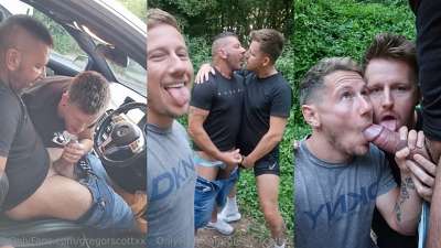 JustTheGays thumbnail for Gregor Scott with GayNaughtyWelsh and NaughtyGayWelsh – sucking in the woods - amateur gay porn from OnlyFans, MyVidster, GayForFans and more! - Group, Oral