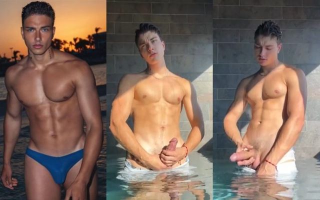 JustTheGays thumbnail for GoldenGeorgiii jerks off in the pool - amateur gay porn from OnlyFans, MyVidster, GayForFans and more! - 