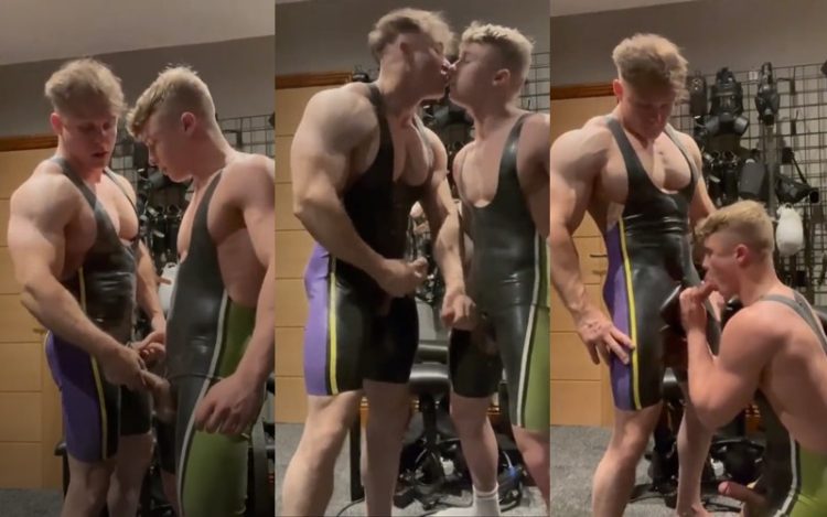 JustTheGays thumbnail for Young bodybuilders suck eachother in the gym - amateur gay porn from OnlyFans, MyVidster, GayForFans and more! - 