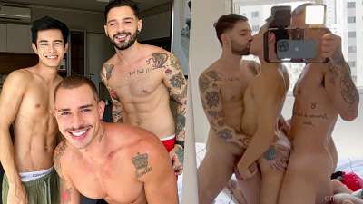 JustTheGays thumbnail for Igor Lucios, Leonaordo and Lucas Dias have a theresome – Part 1 - amateur gay porn from OnlyFans, MyVidster, GayForFans and more! -