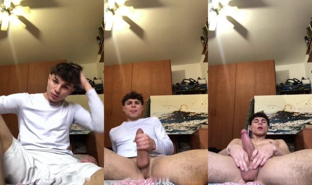JustTheGays thumbnail for Cute Italian twink jerks his fat cock and shoots a hot load - amateur gay porn from OnlyFans, MyVidster, GayForFans and more! -